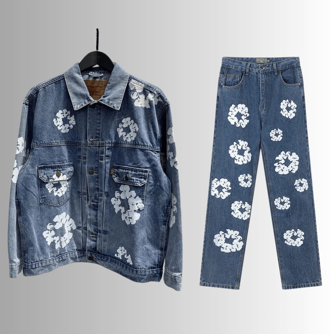 Flower Tears Denim Set Blue