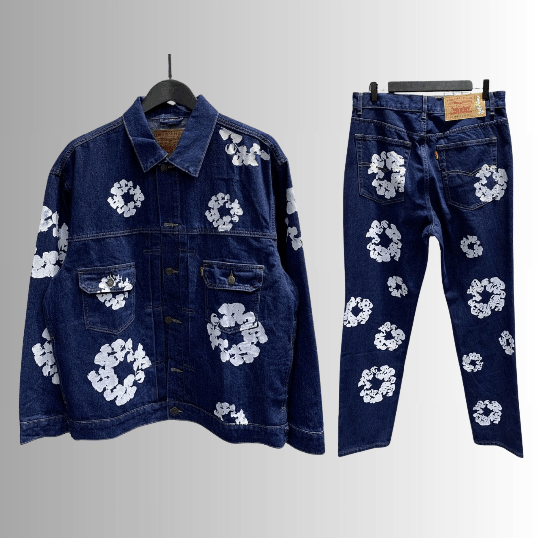 Flower Tears Denim Set Navy